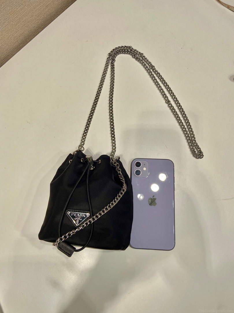 Prada 1BH112 imported nylon mini bucket bag Black