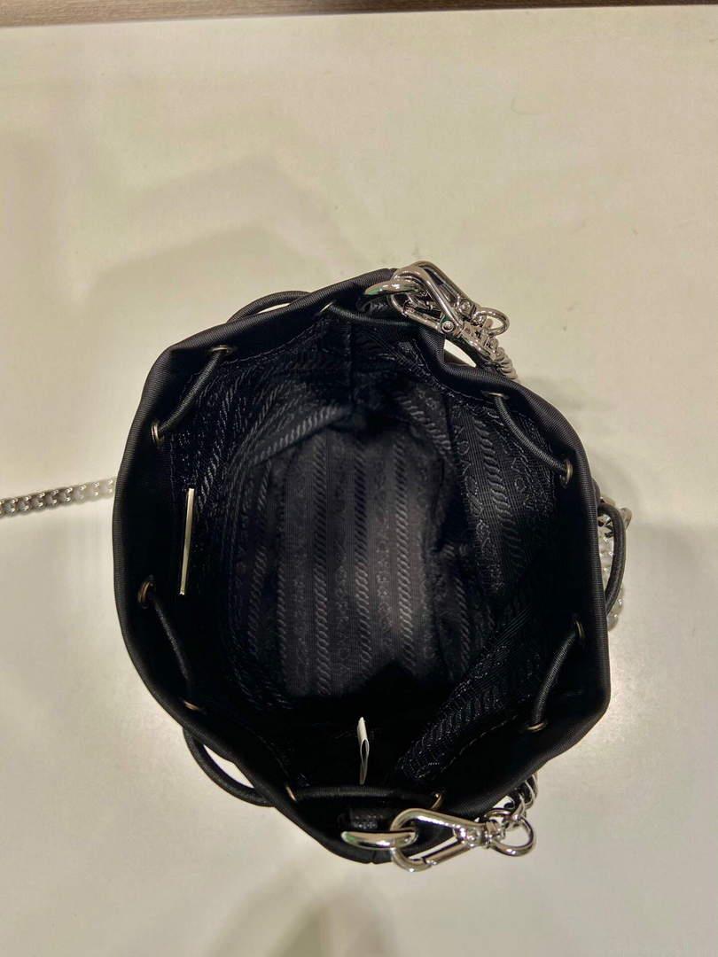 Prada 1BH112 imported nylon mini bucket bag Black