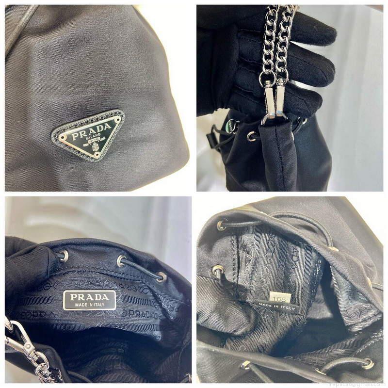 Prada 1BH112 imported nylon mini bucket bag Black