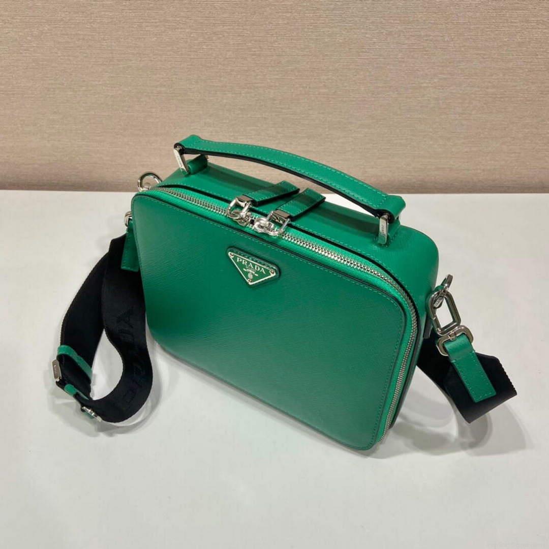 Prada 2VH069 Brique Saffiano leather bag Mango green