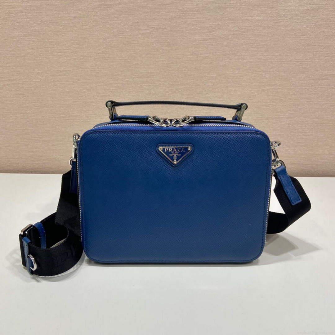Prada 2VH069 Brique Saffiano leather bag Bluette