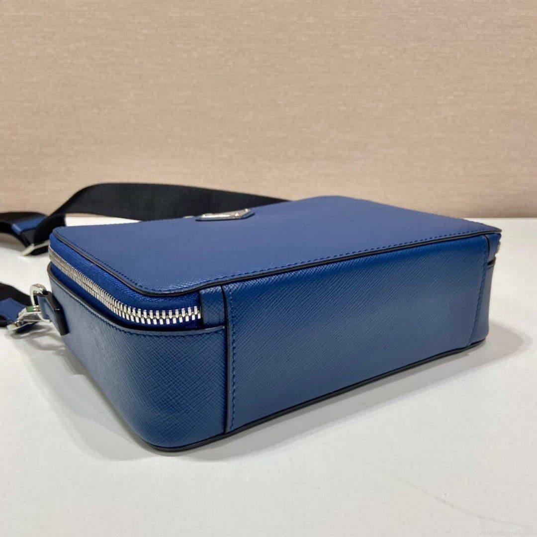 Prada 2VH069 Brique Saffiano leather bag Bluette