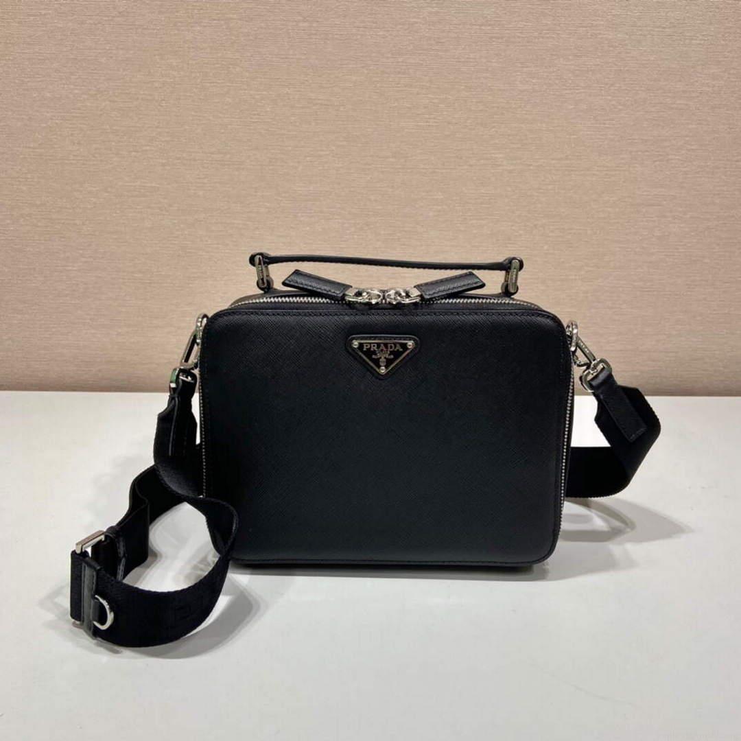 Prada 2VH069 Brique Saffiano leather bag Black