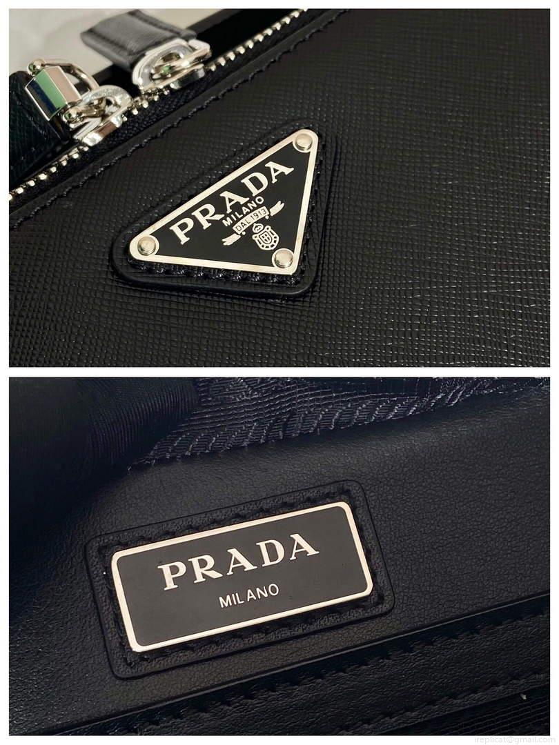 Prada 2VH069 Brique Saffiano leather bag Black