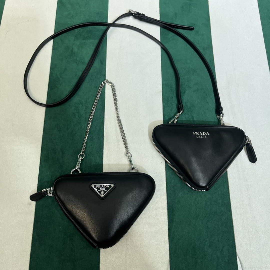Prada 1NR015 Saffiano leather mini pouch Black