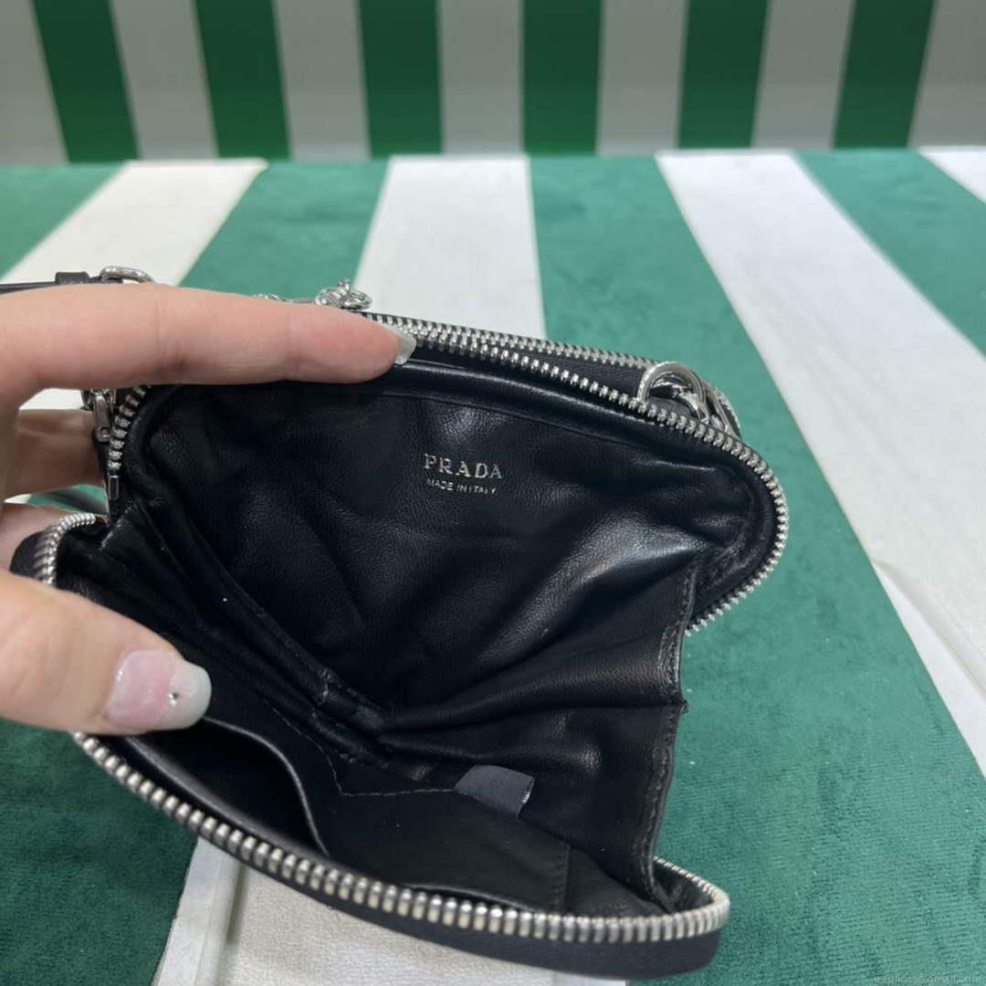 Prada 1NR015 Saffiano leather mini pouch Black