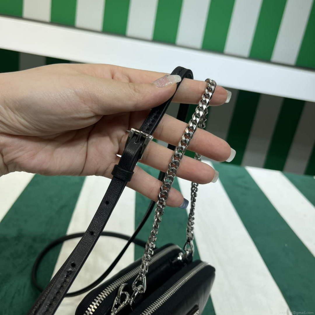 Prada 1NR015 Saffiano leather mini pouch Black
