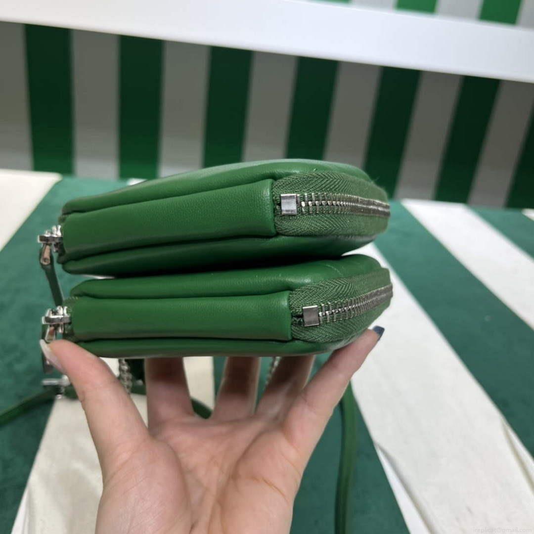 Prada 1NR015 Saffiano leather mini pouch Green