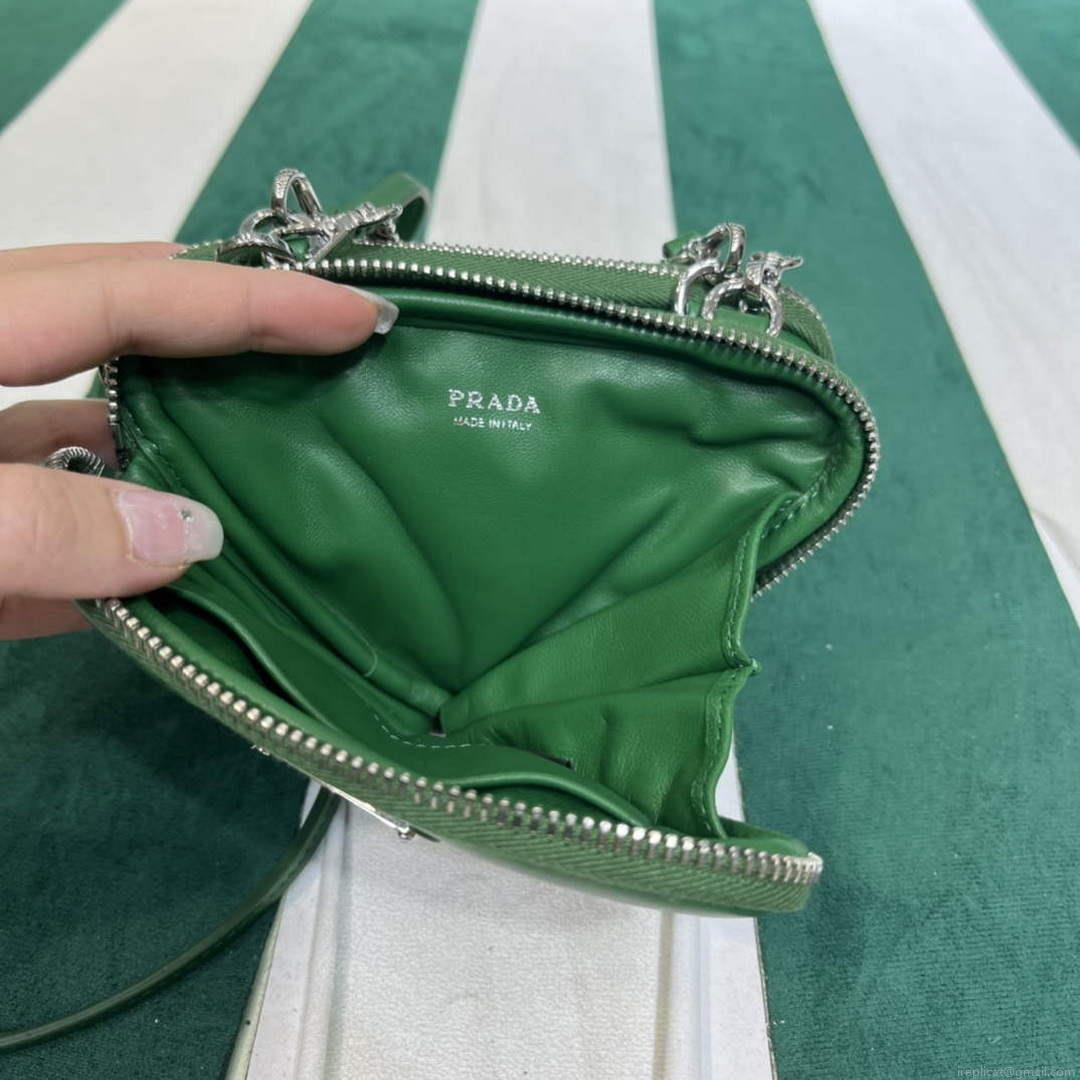 Prada 1NR015 Saffiano leather mini pouch Green