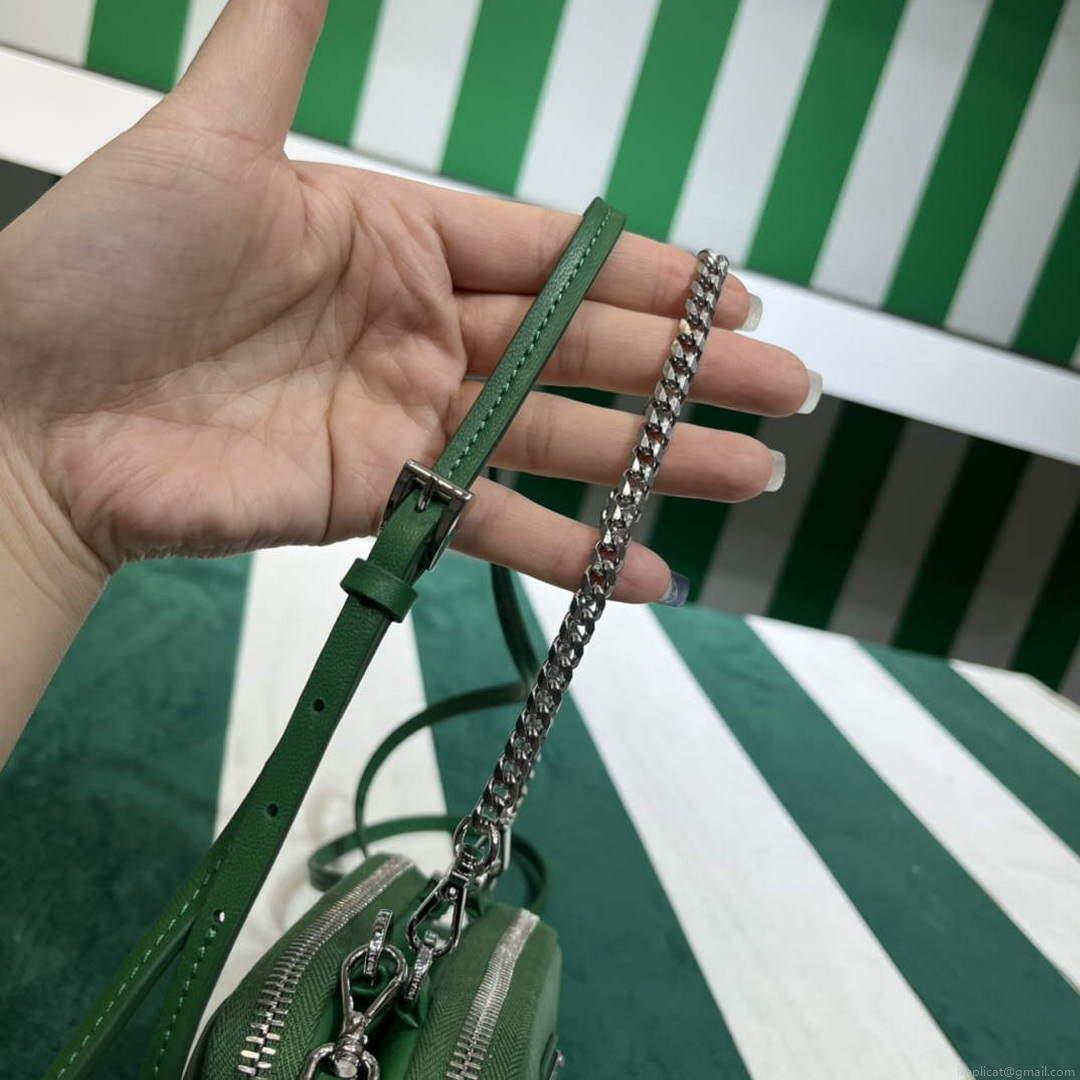 Prada 1NR015 Saffiano leather mini pouch Green