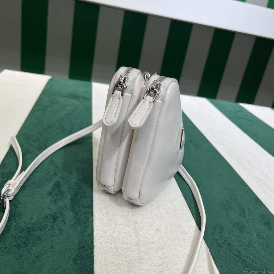Prada 1NR015 Saffiano leather mini pouch White