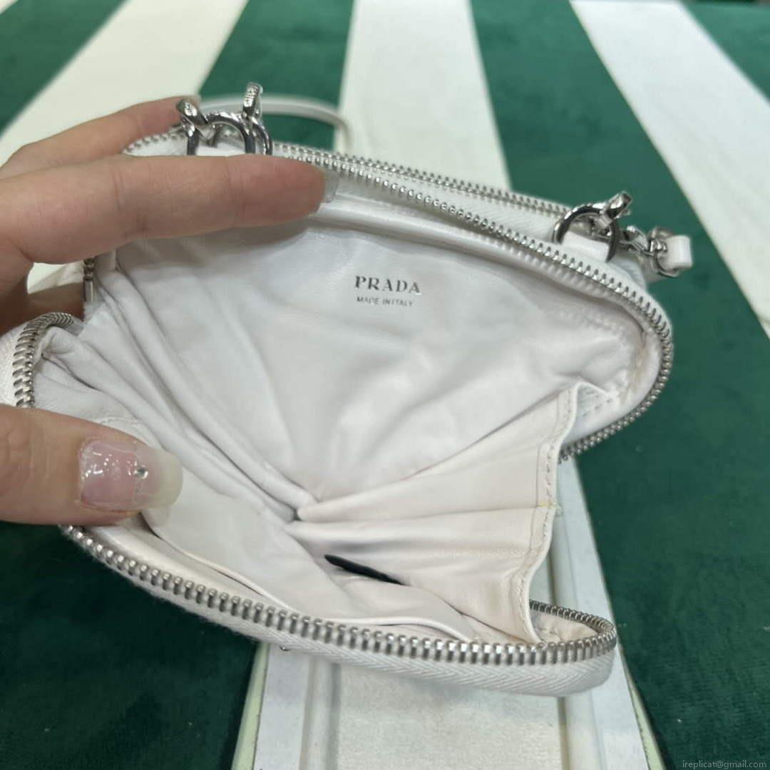 Prada 1NR015 Saffiano leather mini pouch White
