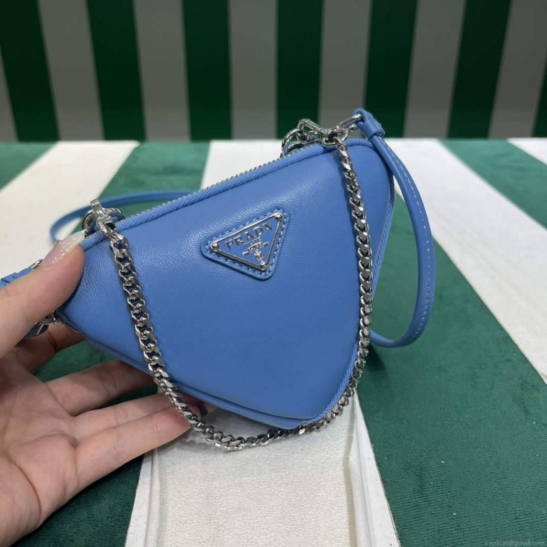 Prada 1NR015 Saffiano leather mini pouch Blue