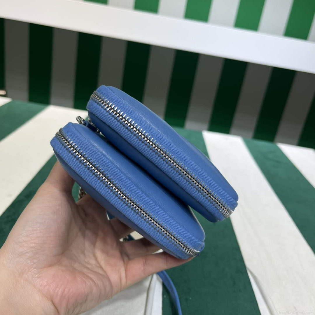 Prada 1NR015 Saffiano leather mini pouch Blue
