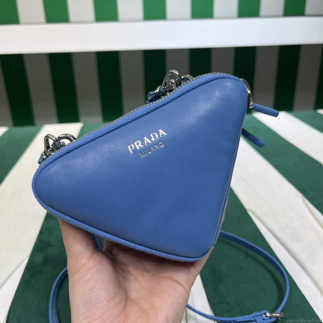 Prada 1NR015 Saffiano leather mini pouch Blue