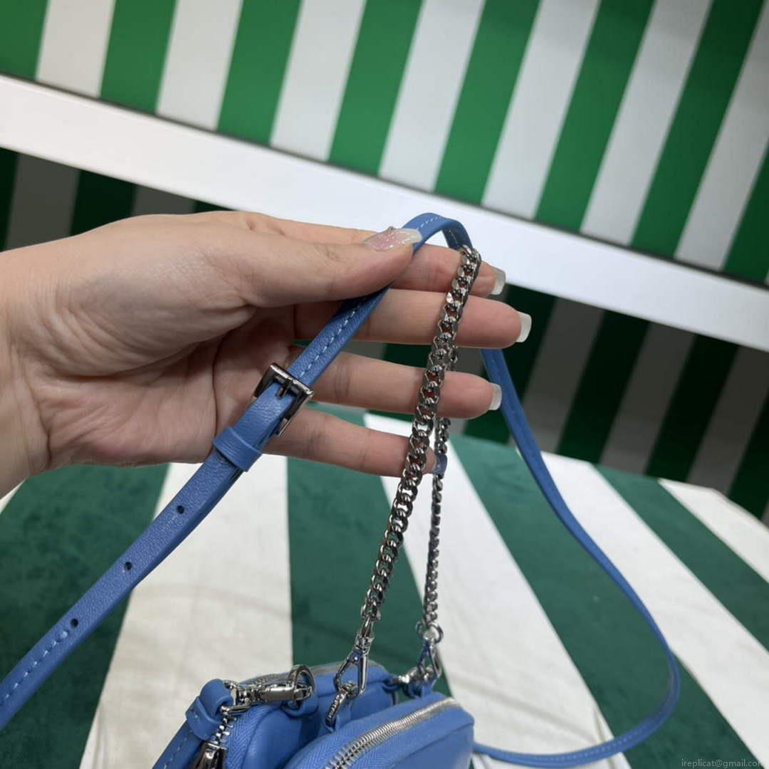 Prada 1NR015 Saffiano leather mini pouch Blue