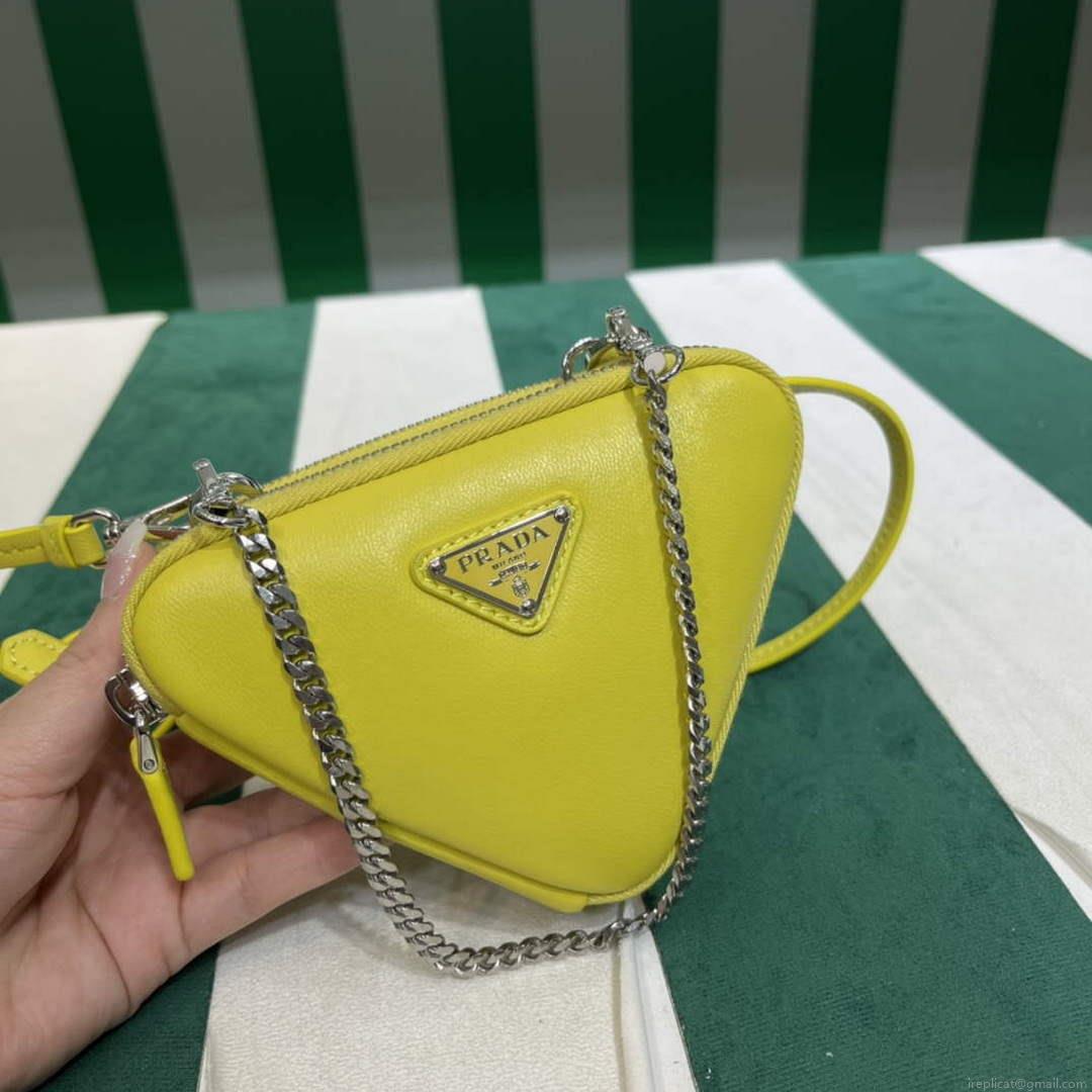 Prada 1NR015 Saffiano leather mini pouch lemon yellow