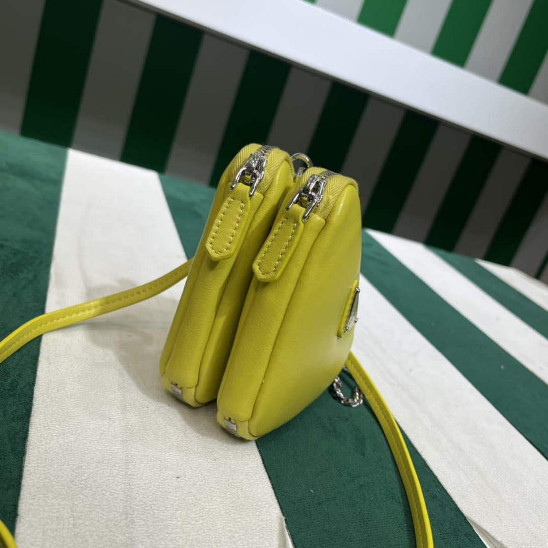 Prada 1NR015 Saffiano leather mini pouch lemon yellow