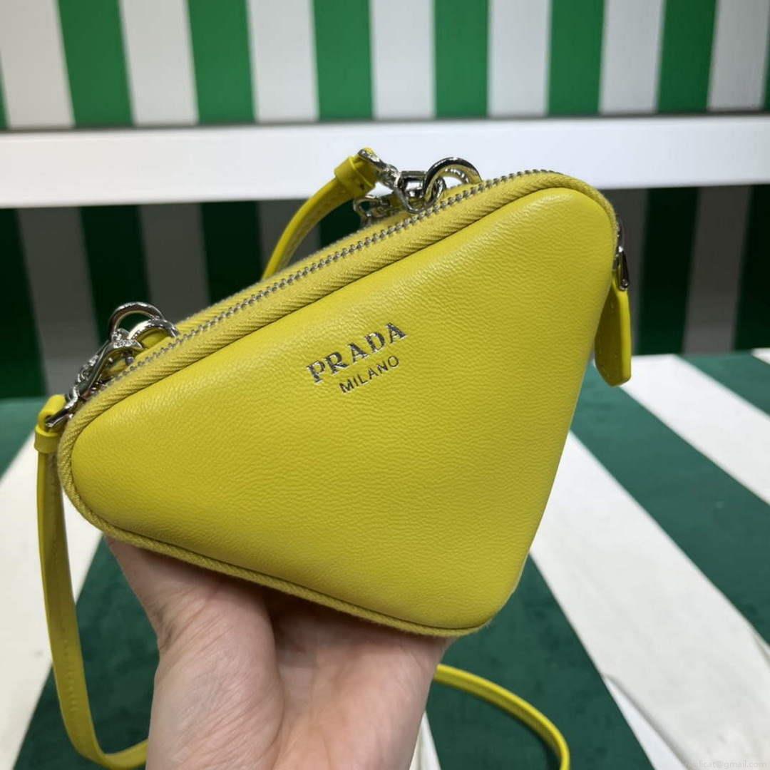 Prada 1NR015 Saffiano leather mini pouch lemon yellow