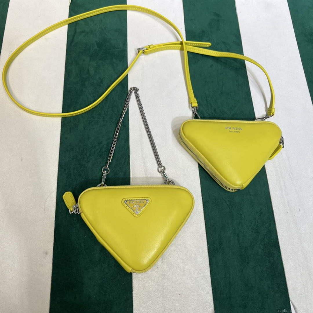 Prada 1NR015 Saffiano leather mini pouch lemon yellow