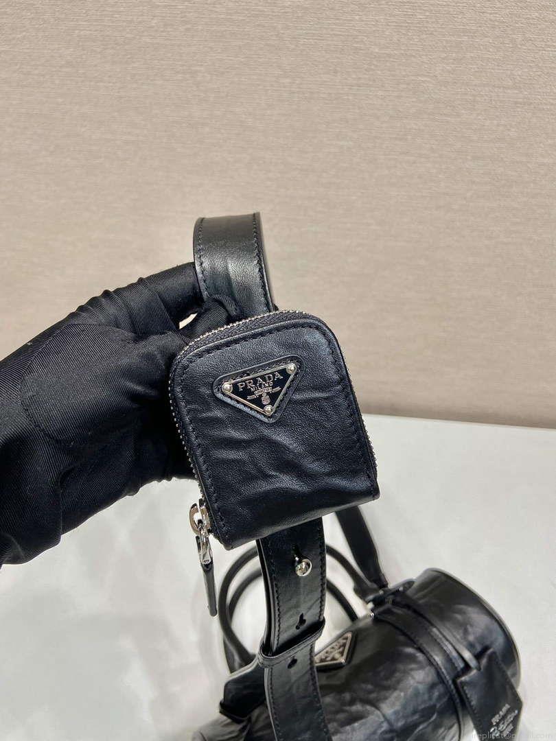 Prada 1BA389 Antique Nappa Leather Handbag Black