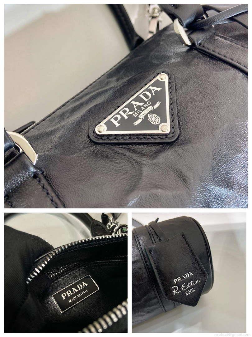 Prada 1BA389 Antique Nappa Leather Handbag Black