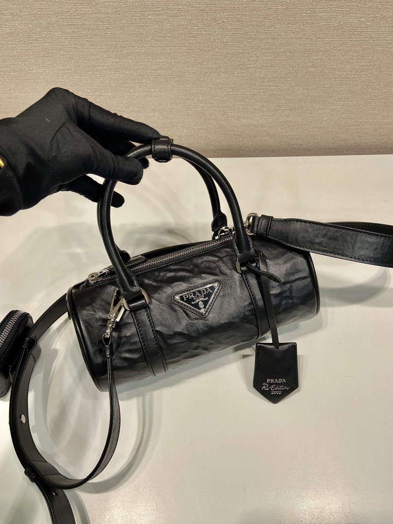 Prada 1BA389 Antique Nappa Leather Handbag Black