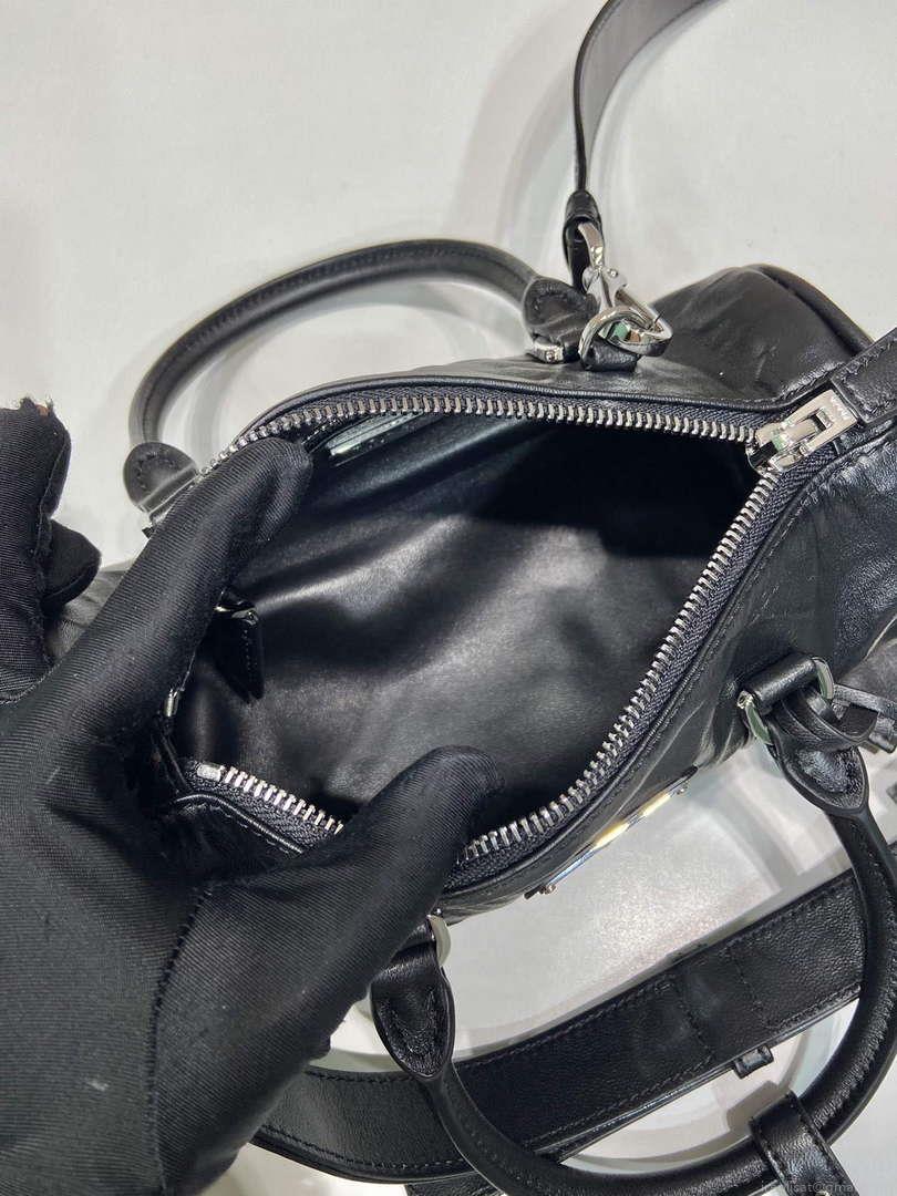 Prada 1BA389 Antique Nappa Leather Handbag Black