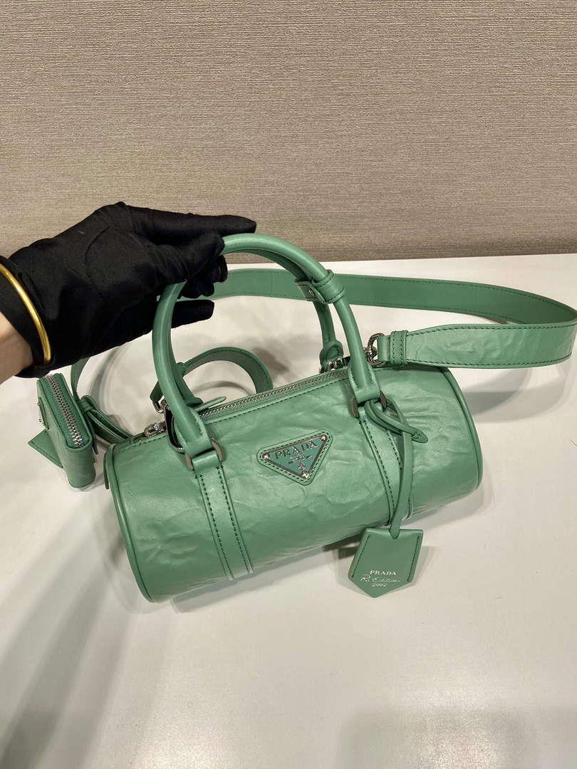 Prada 1BA389 Antique Nappa Leather Handbag Green