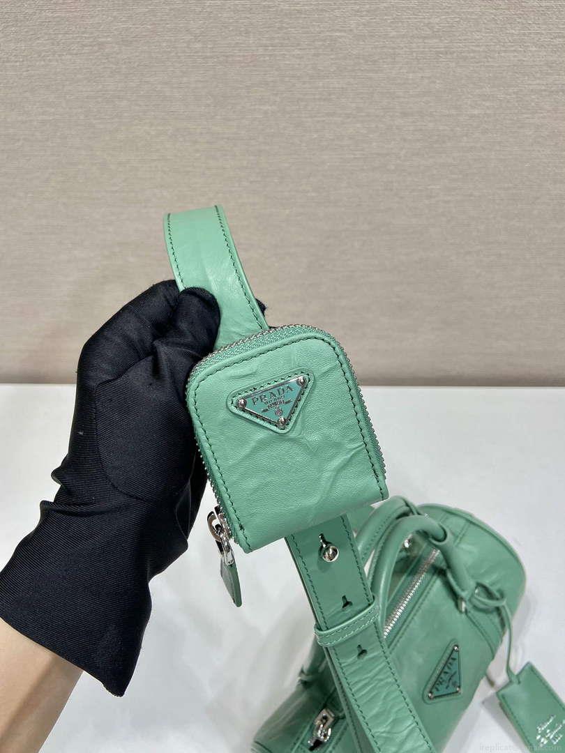 Prada 1BA389 Antique Nappa Leather Handbag Green