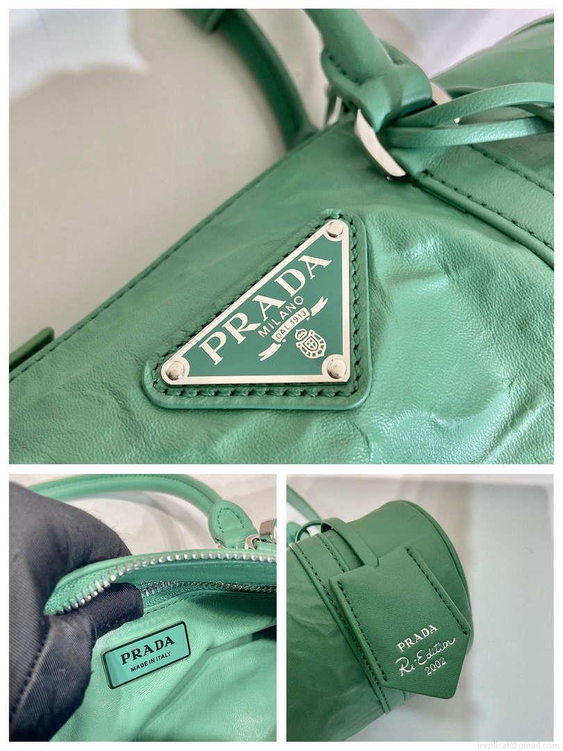 Prada 1BA389 Antique Nappa Leather Handbag Green