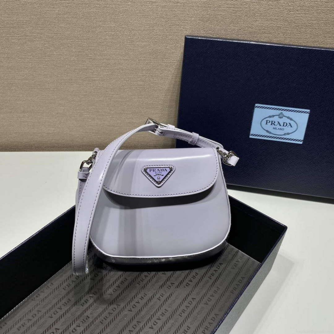 Prada 1BH188 Prada Cleo Brushed Leather Mini Bag Purple