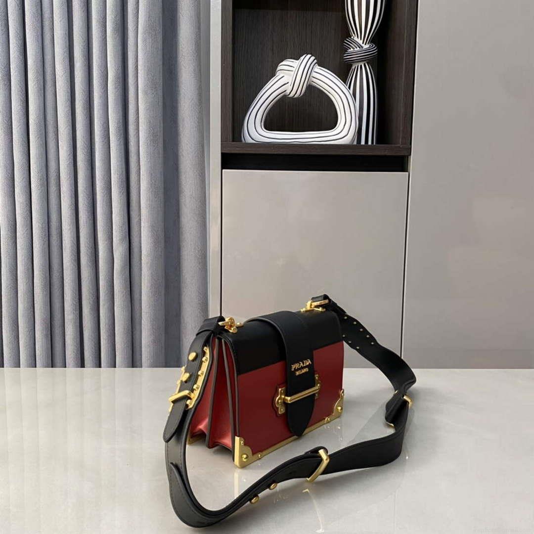 Prada 1BD045 Prada Cahier Leather Bag Red