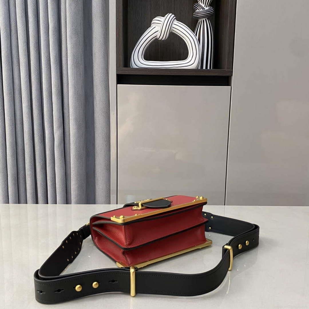 Prada 1BD045 Prada Cahier Leather Bag Red