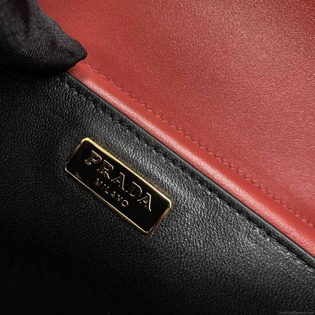 Prada 1BD045 Prada Cahier Leather Bag Red