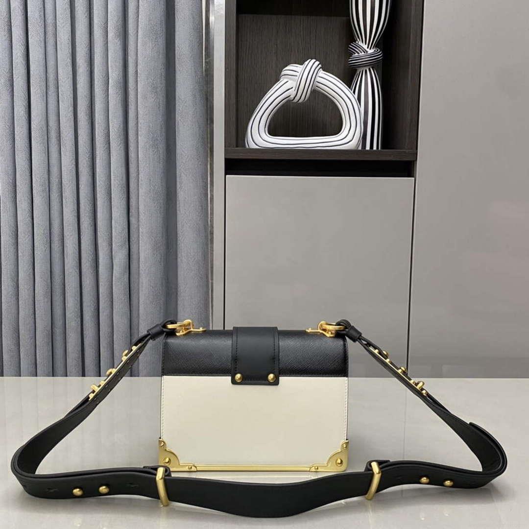Prada 1BD045 Prada Cahier Leather Bag White