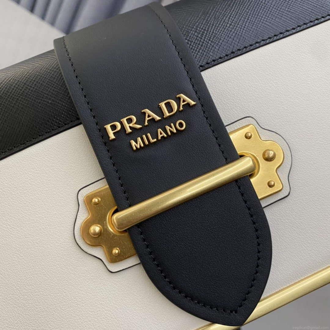 Prada 1BD045 Prada Cahier Leather Bag White