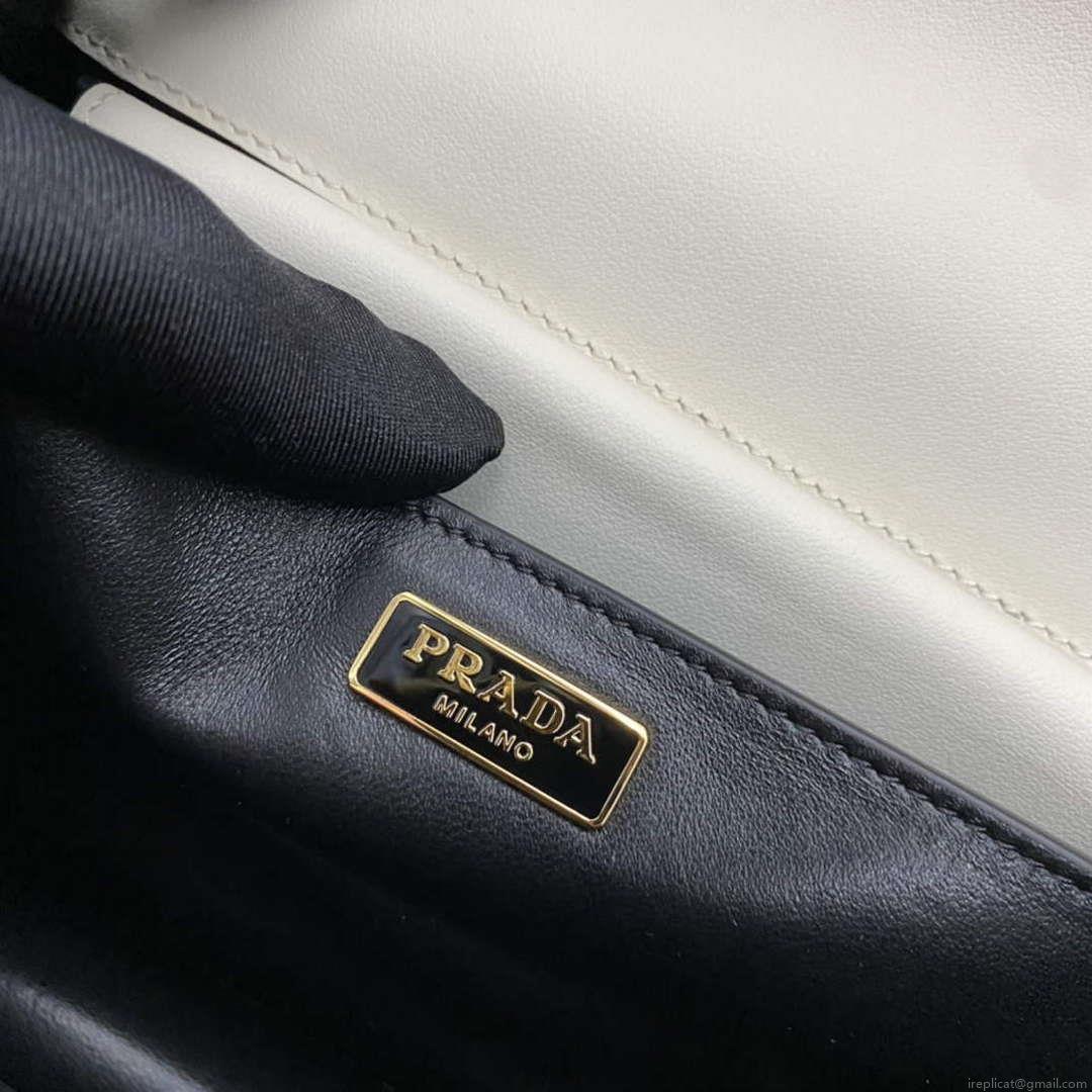 Prada 1BD045 Prada Cahier Leather Bag White