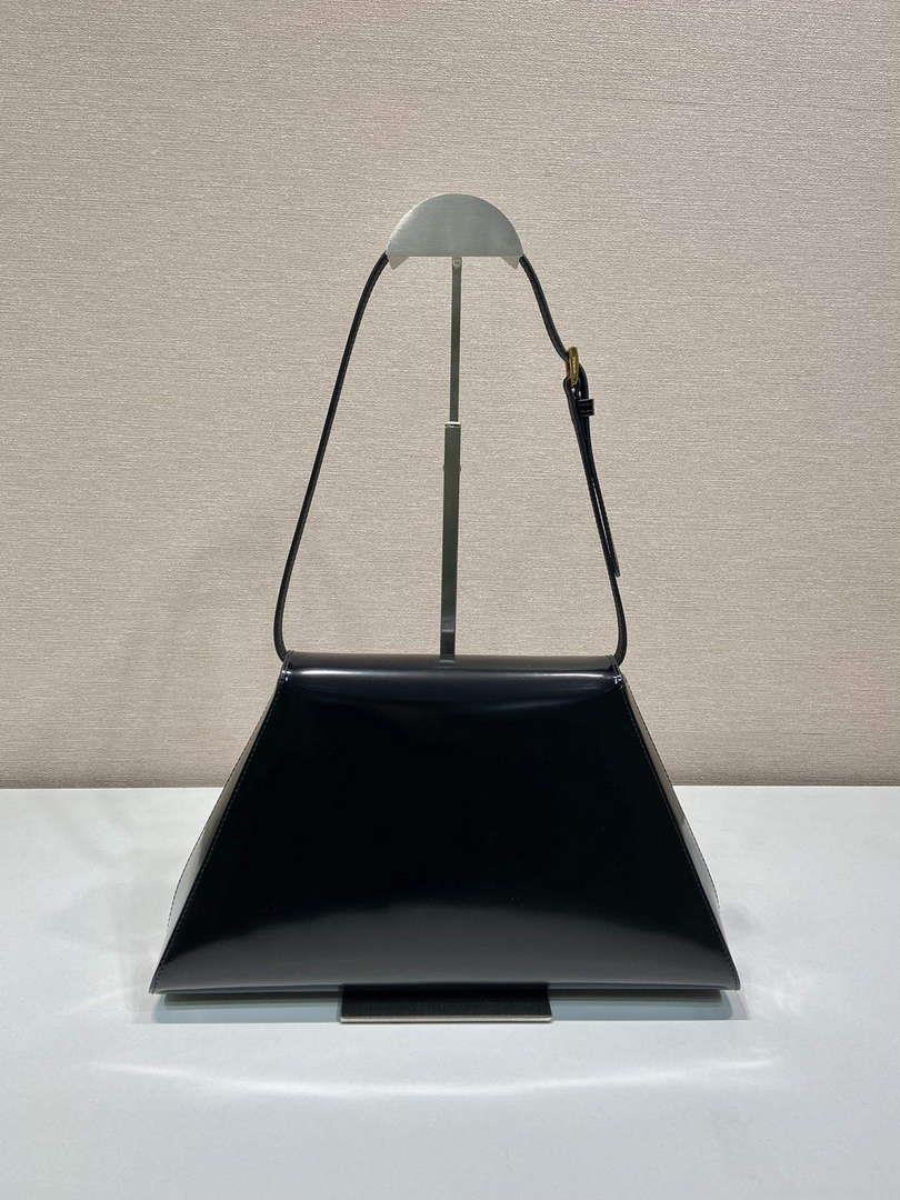Prada 1BD343 Medium Brushed Leather Handbag Black