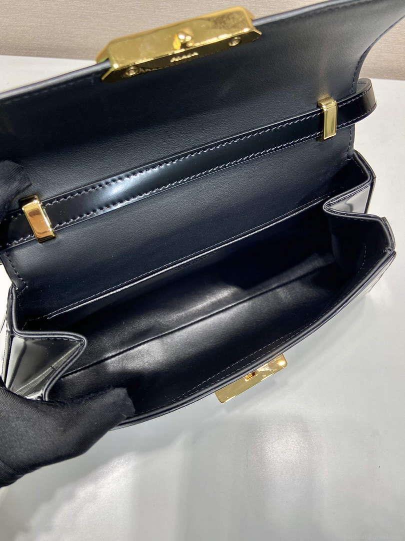 Prada 1BD343 Medium Brushed Leather Handbag Black