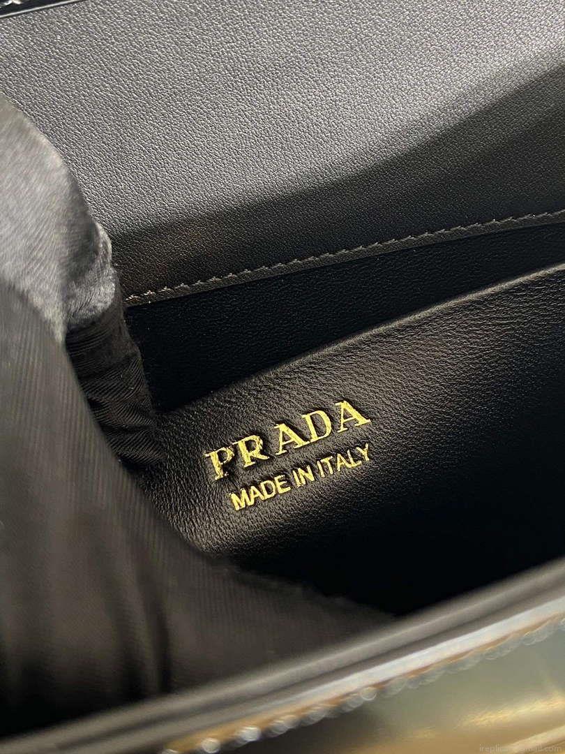 Prada 1BD343 Medium Brushed Leather Handbag Black