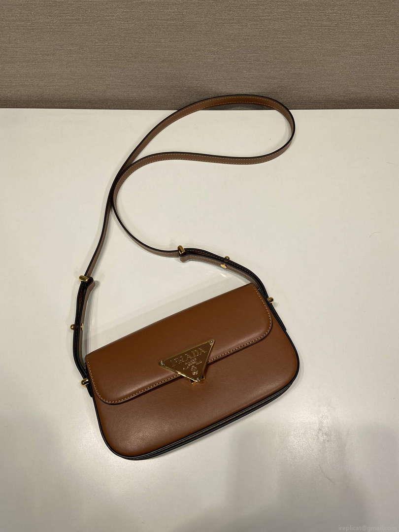 Prada 1BD339 Leather Shoulder Bag Cognac
