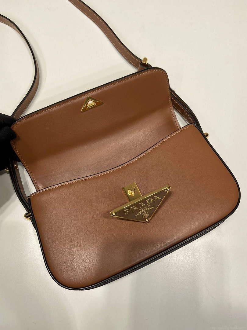 Prada 1BD339 Leather Shoulder Bag Cognac