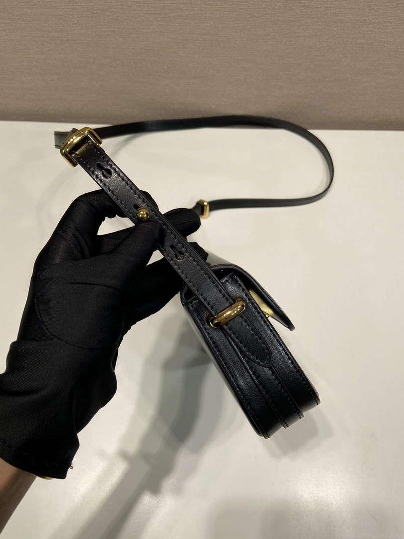 Prada 1BD339 Leather Shoulder Bag Black