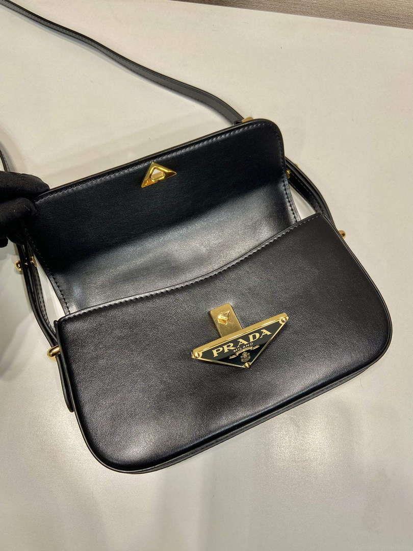 Prada 1BD339 Leather Shoulder Bag Black