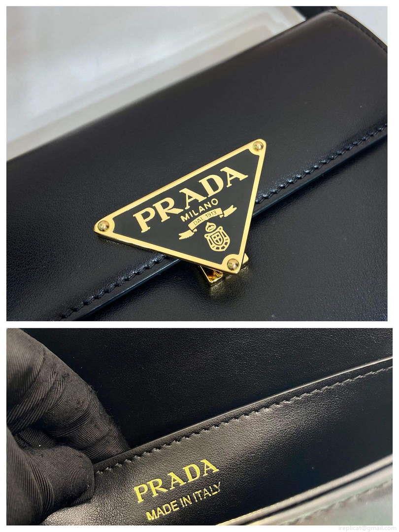Prada 1BD339 Leather Shoulder Bag Black