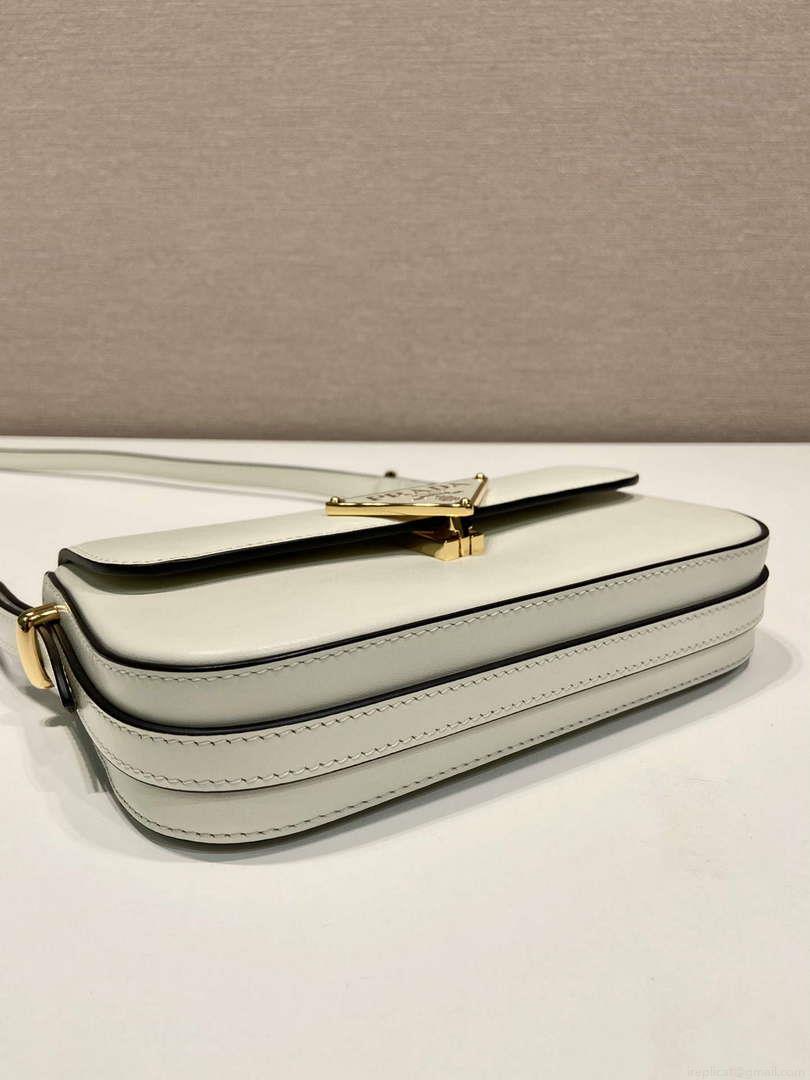 Prada 1BD339 Leather Shoulder Bag White
