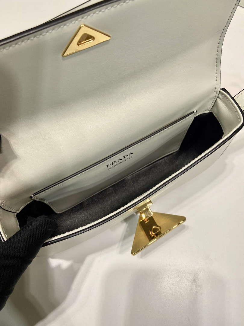 Prada 1BD339 Leather Shoulder Bag White