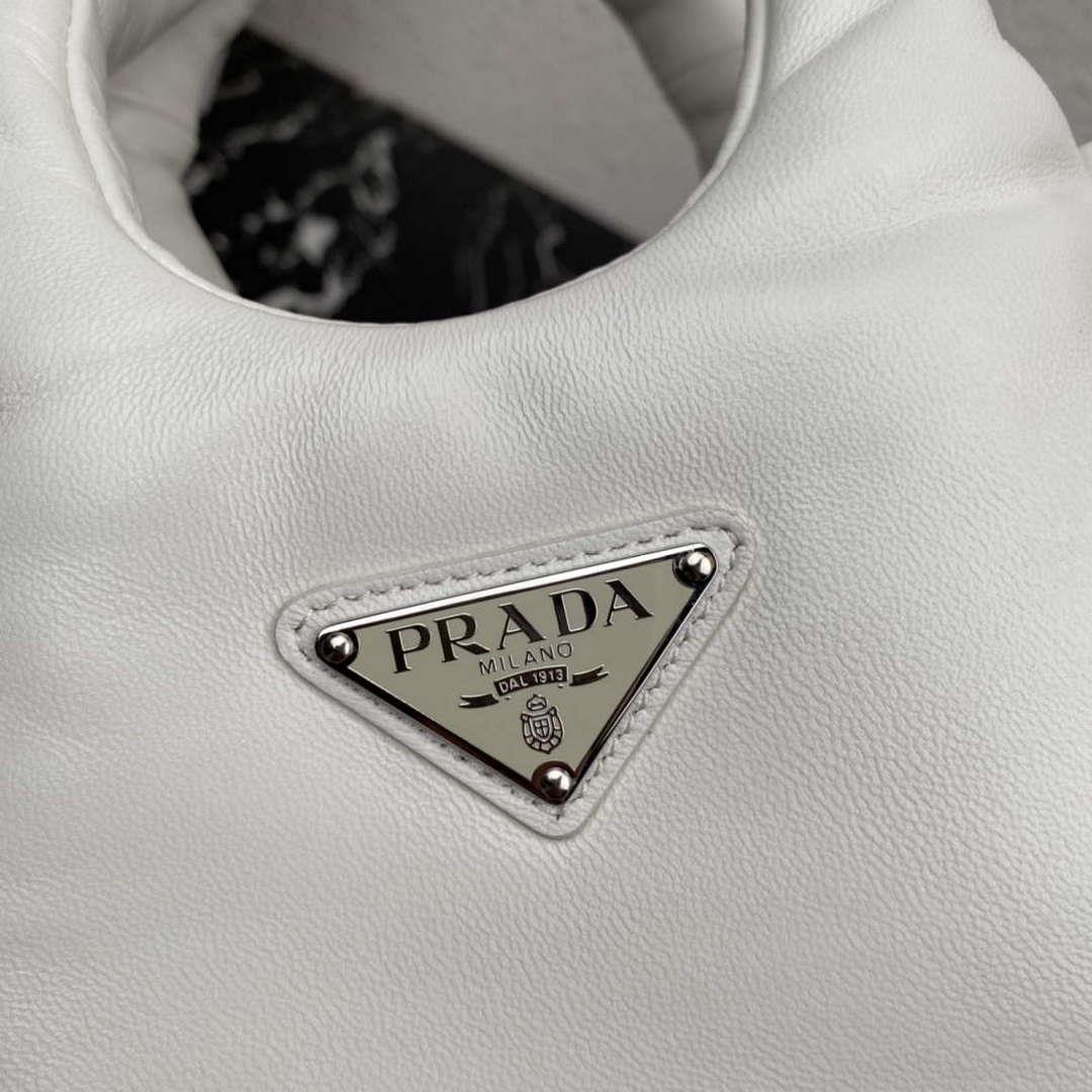 Prada 1BA359 Small Padded Prada Soft Nappa Leather Bag White