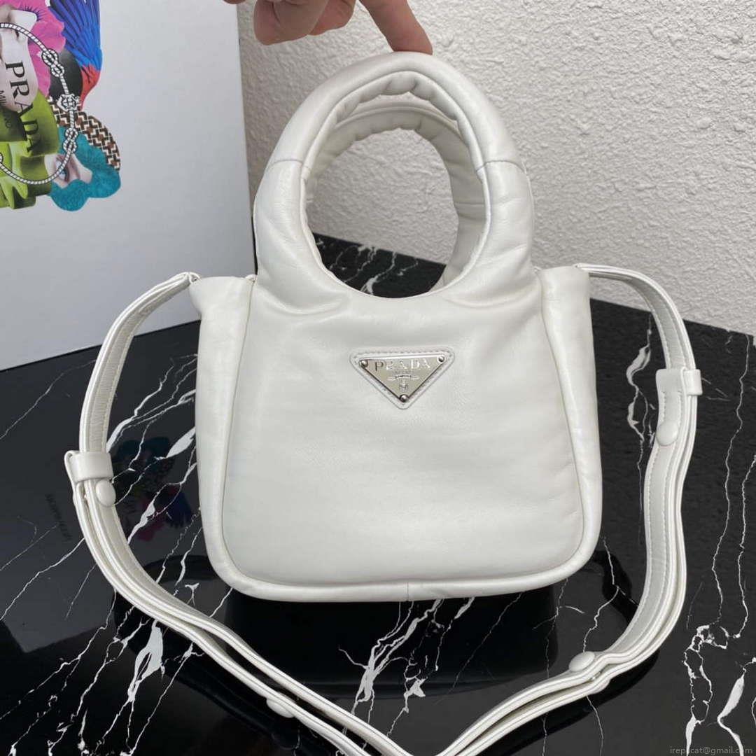 Prada 1BA359 Small Padded Prada Soft Nappa Leather Bag White
